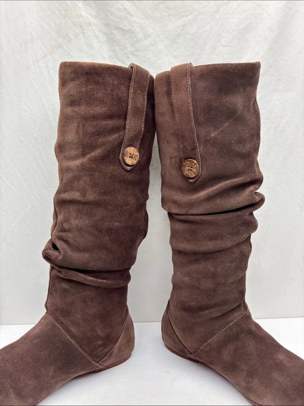 Brown Suede Slouch Knee-High Women's Boots, SZ 6.5, box 40